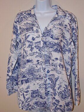 NWOT Joie 100% Linen Tropical Print Long Sleeve Button Down Shirt Size Small/Med